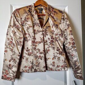 Kate Hill Champagne Floral Silk Brocade Blazer